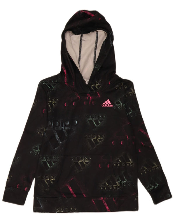 Felpa con cappuccio grafica per ragazze Adidas 10-11 anni poliestere nero medio