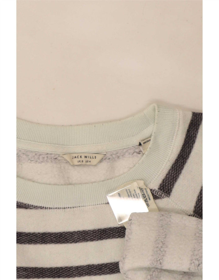 Felpa da donna Jack Wills UK 8 piccolo cotone a righe bianche