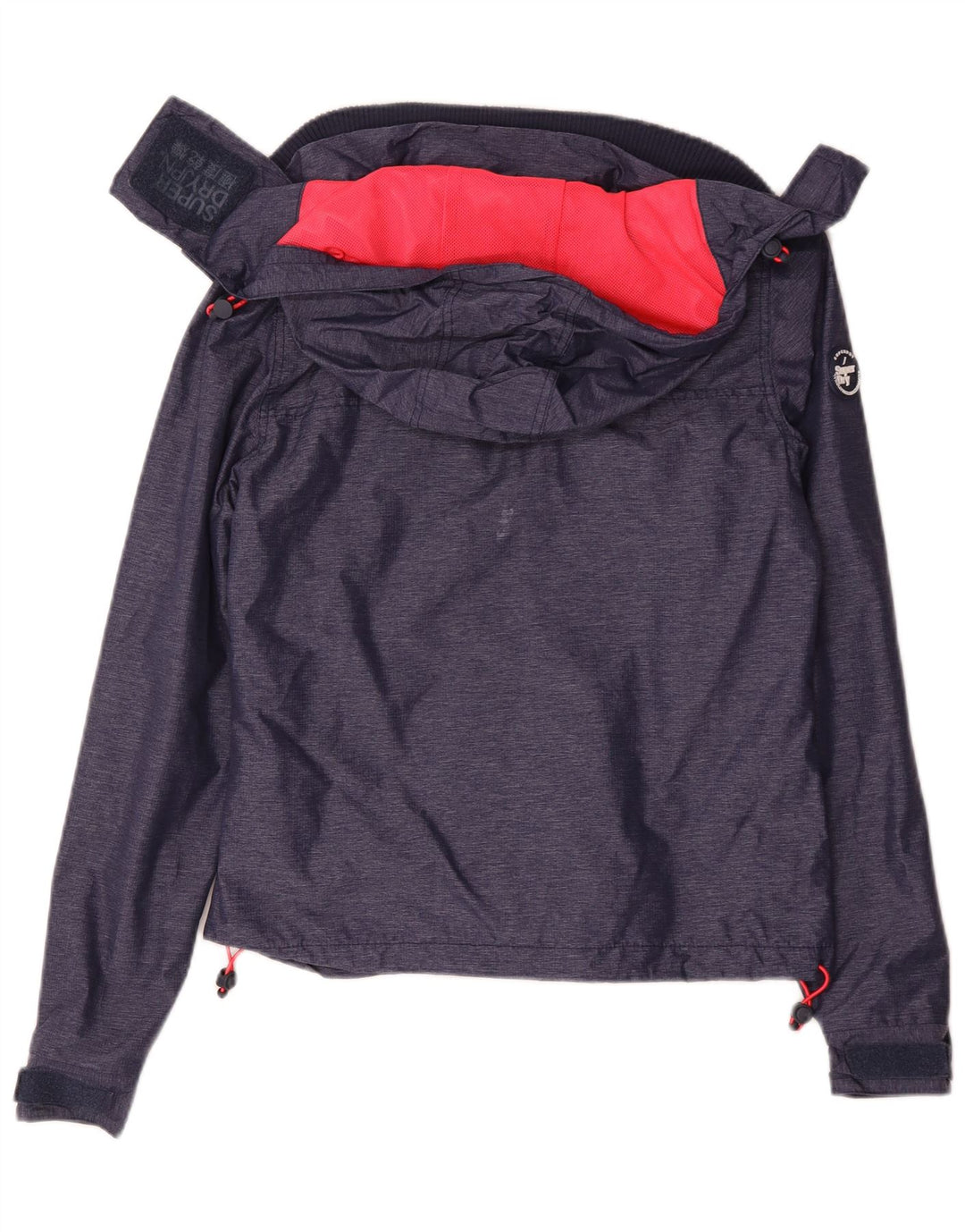 Giacca antipioggia da donna con cappuccio Superdry UK 10 Small nylon blu navy