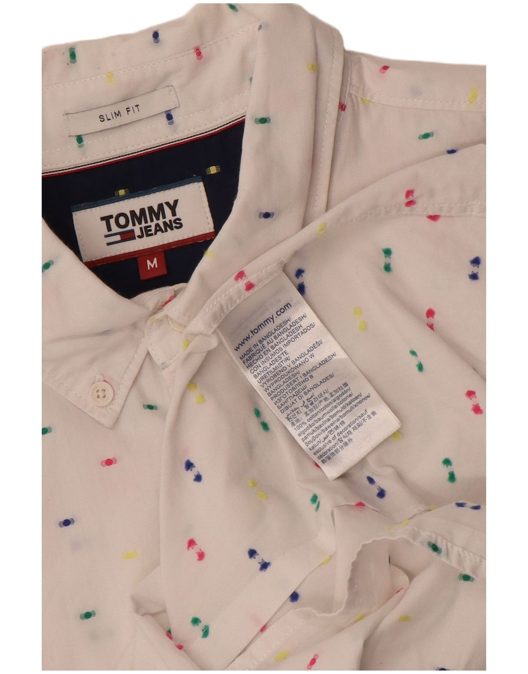 Camicia slim fit da uomo Tommy Hilfiger cotone maculato bianco medio