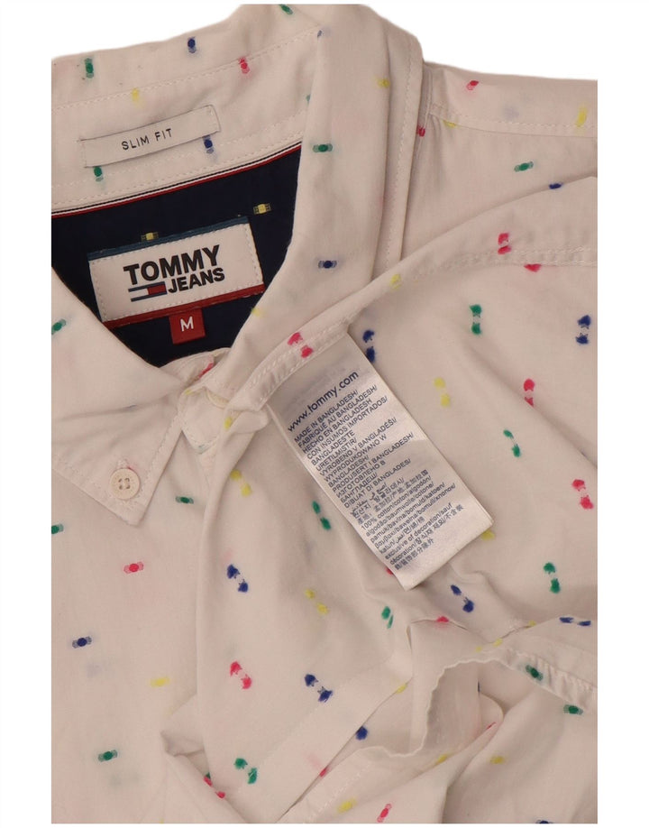 Camicia slim fit da uomo Tommy Hilfiger cotone maculato bianco medio