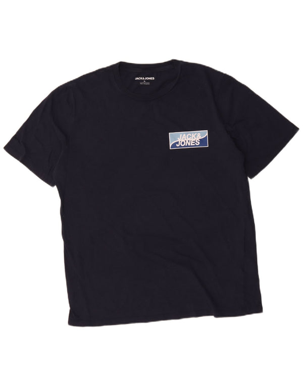 T-shirt grafica da uomo Jack & Jones Top XL in cotone blu navy