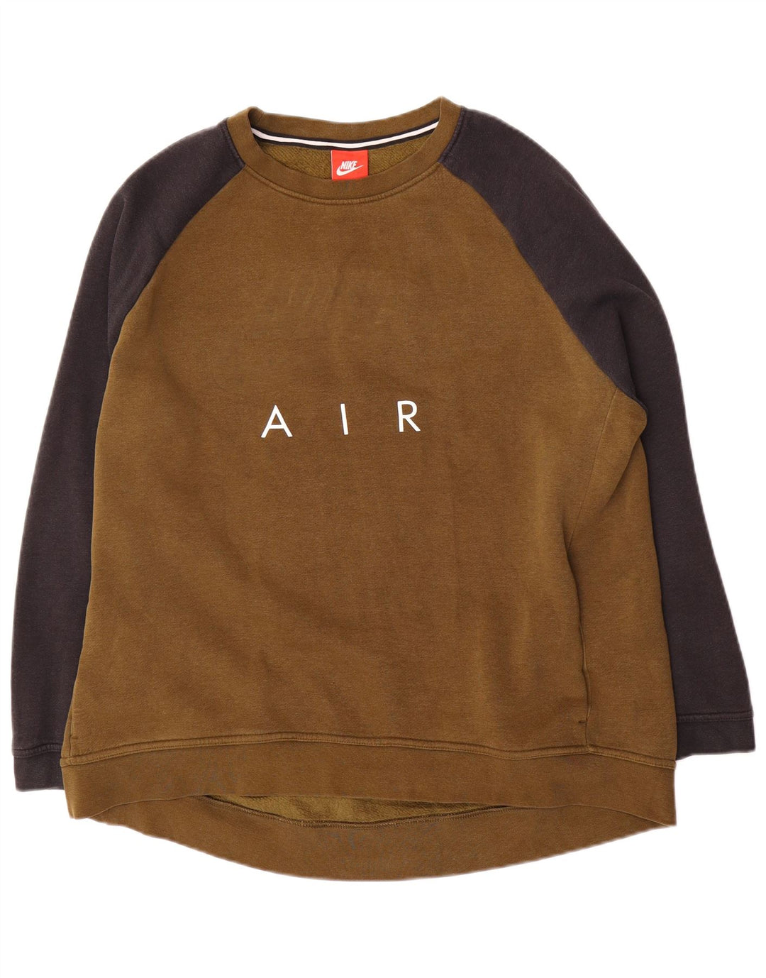 Felpa con grafica Nike da uomo, maglione XL, cotone color block kaki
