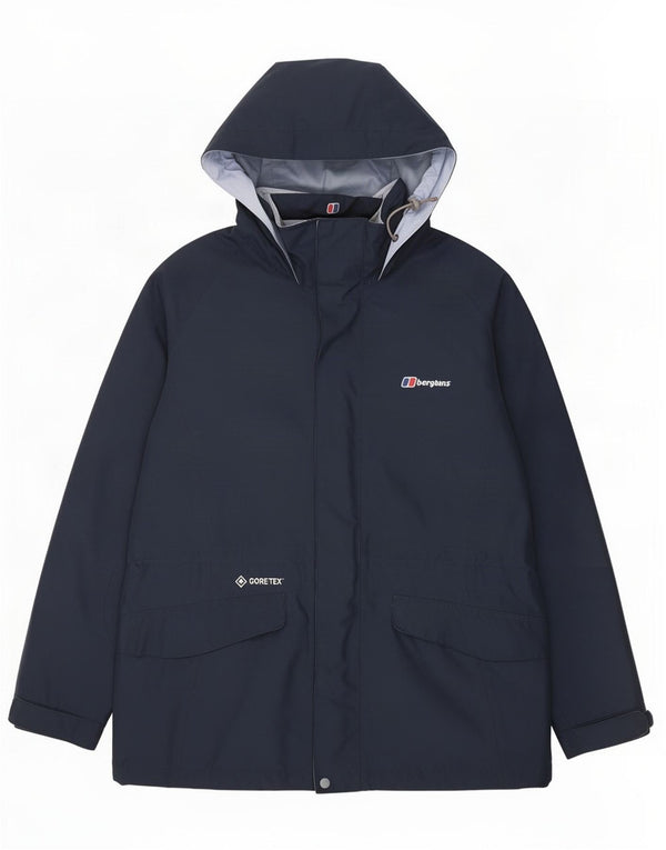 Giacca antipioggia da donna con cappuccio Berghaus UK 14 grande poliestere blu navy