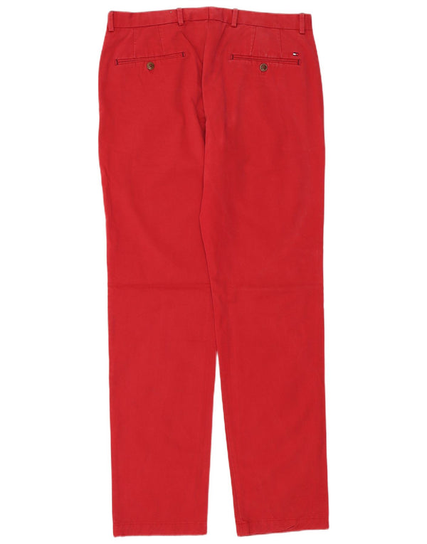Tommy Hilfiger Mens Straight Chino Trousers W34 L34 Red Cotton