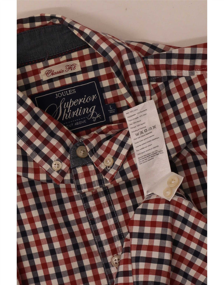 Camicia Joules da uomo dalla vestibilità classica, grande in cotone a quadretti rossi