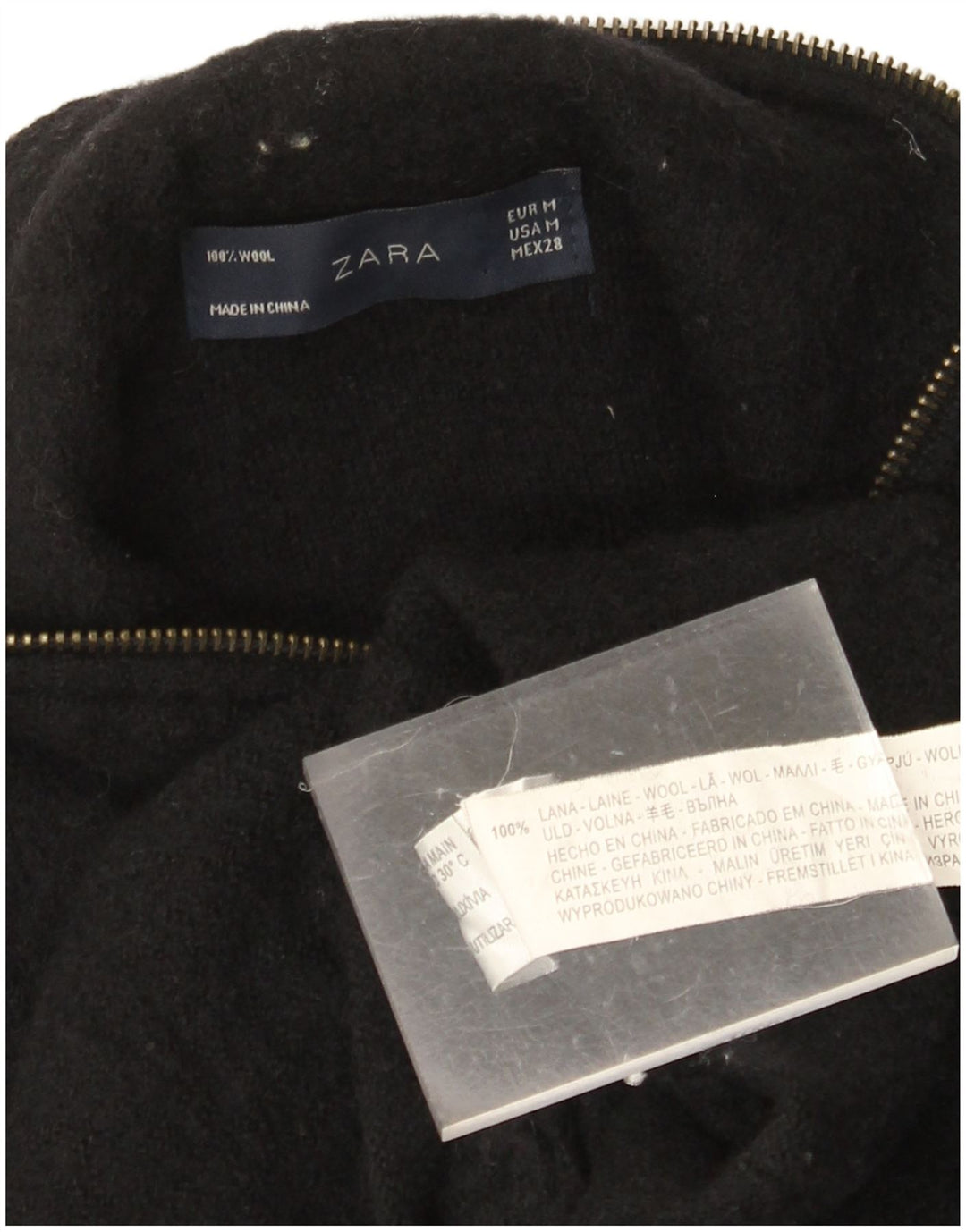 Cappotto ZARA da donna UK 14 medio in lana nera