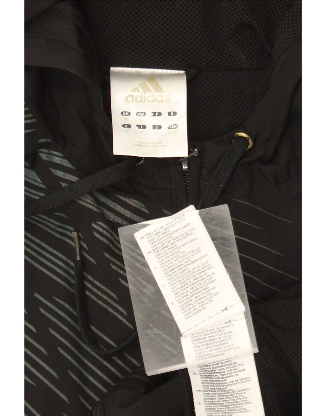 Maglione con cappuccio e zip da uomo ADIDAS XS poliestere a righe nere