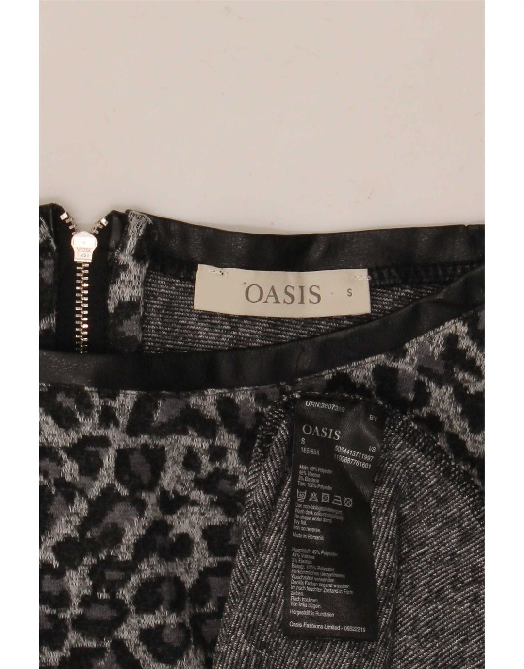 Oasis - Top tunica con maniche a 3/4 da donna, UK 10, piccolo poliestere grigio con stampa animalier