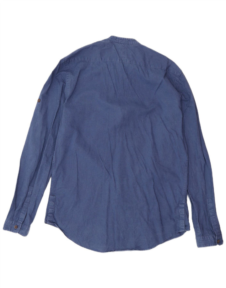 Camicia Zara da uomo slim fit grande in lino blu