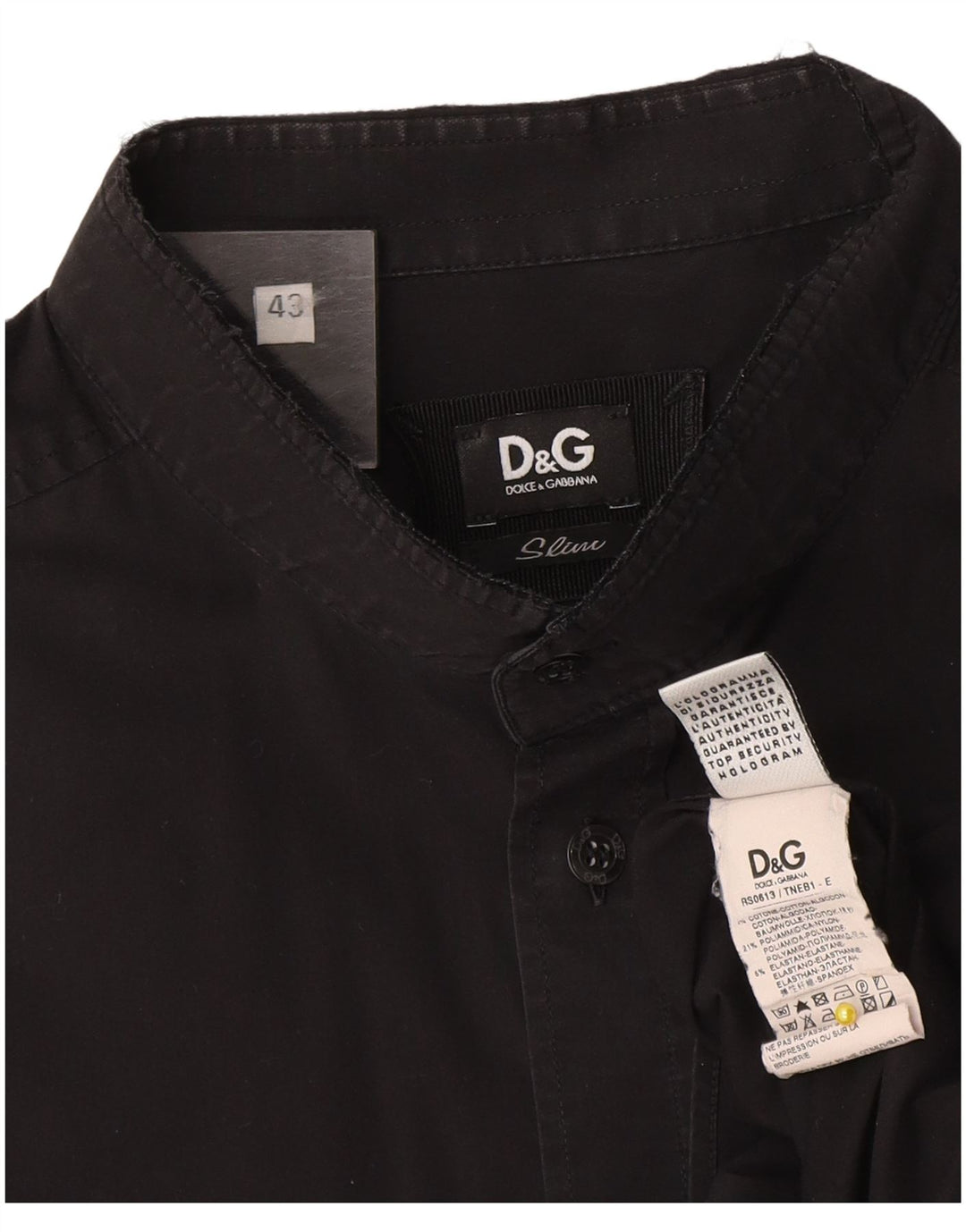 Camicia slim da uomo Dolce & Gabbana taglia 43 grande cotone nero