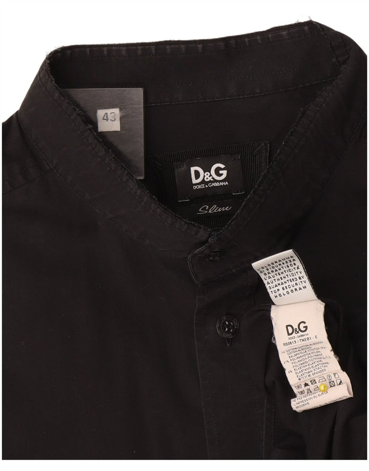 Camicia slim da uomo Dolce & Gabbana taglia 43 grande cotone nero