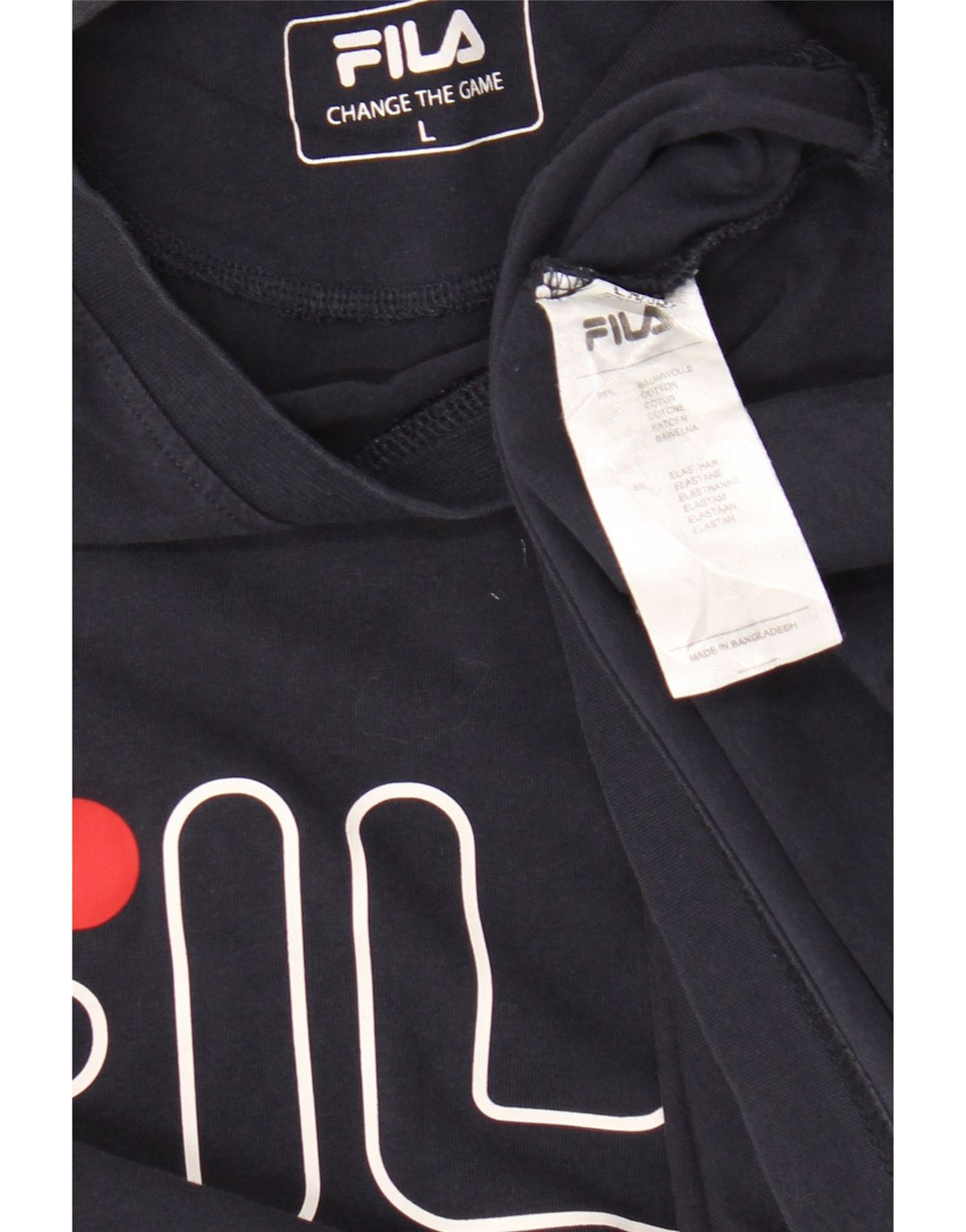 T-shirt grafica da uomo Fila Top Large in cotone blu navy