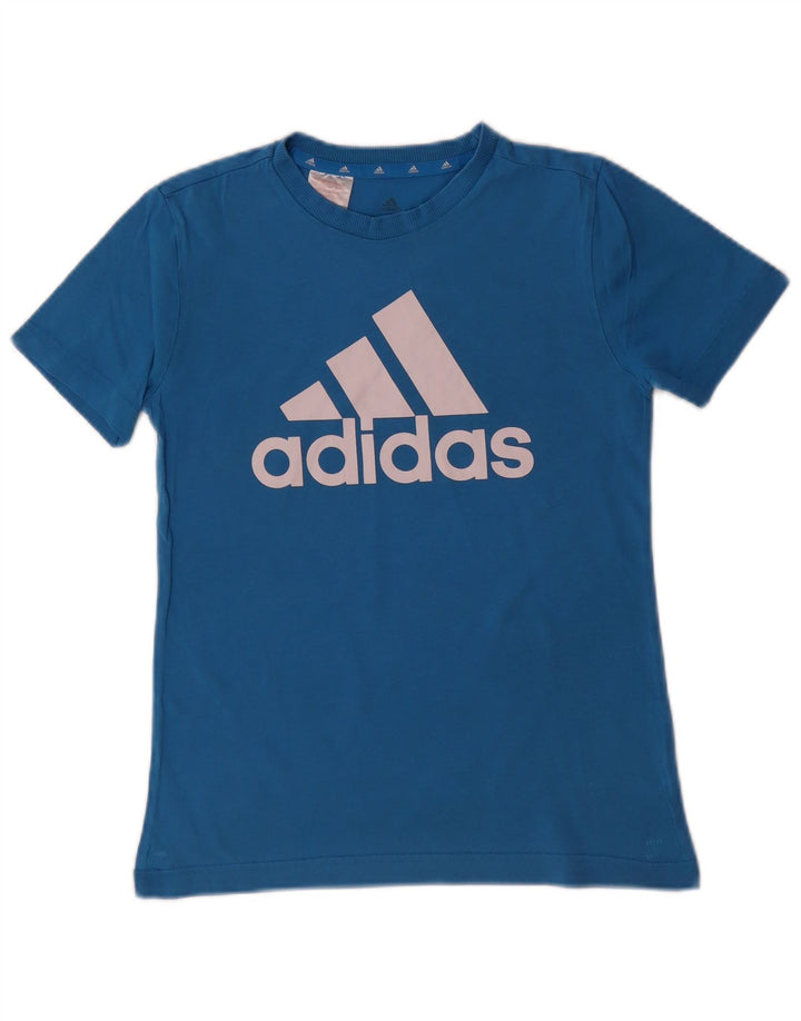 T-shirt grafica da ragazzo Adidas Top 11-12 anni in cotone blu