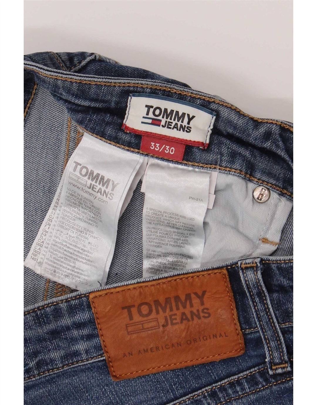 Jeans dritti da uomo Tommy Hilfiger W33 L30 cotone blu