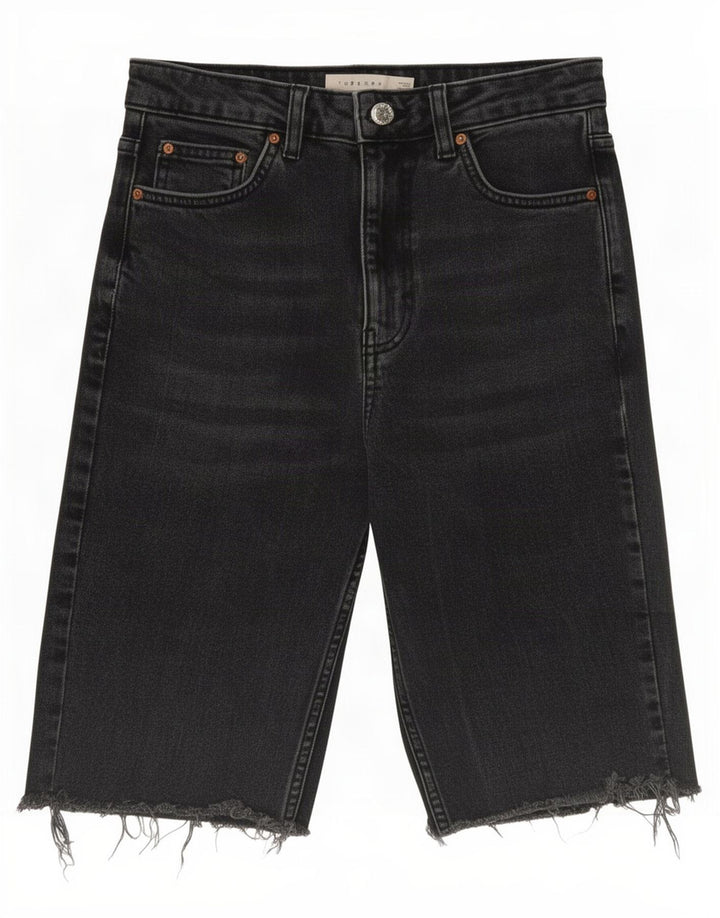 Topshop Pantaloncini di jeans mamma da donna W28 Cotone grigio medio