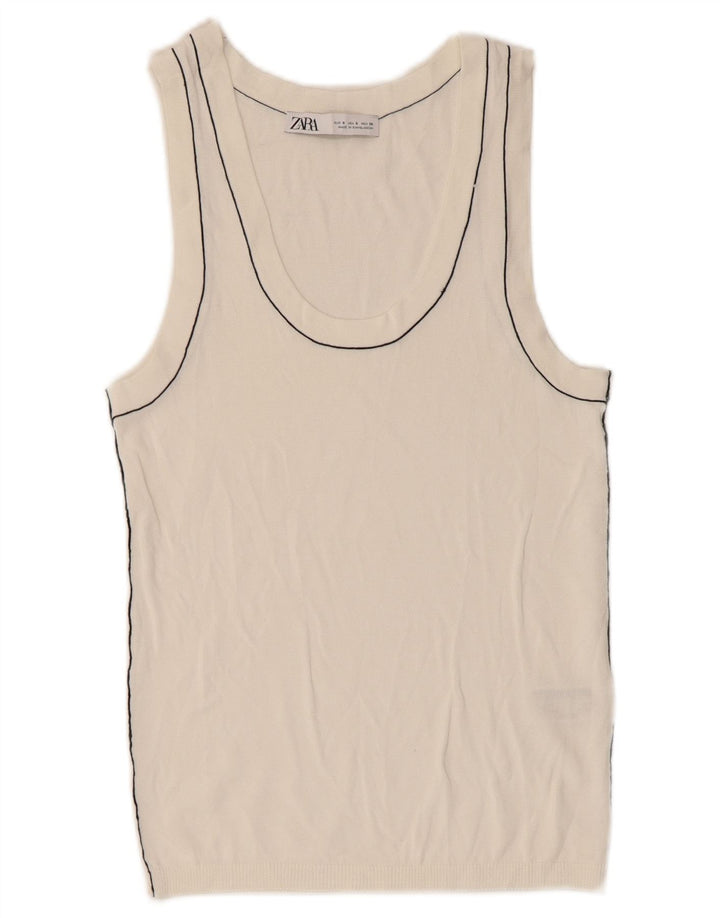Canotta da donna Zara UK 8 piccola in viscosa bianco sporco
