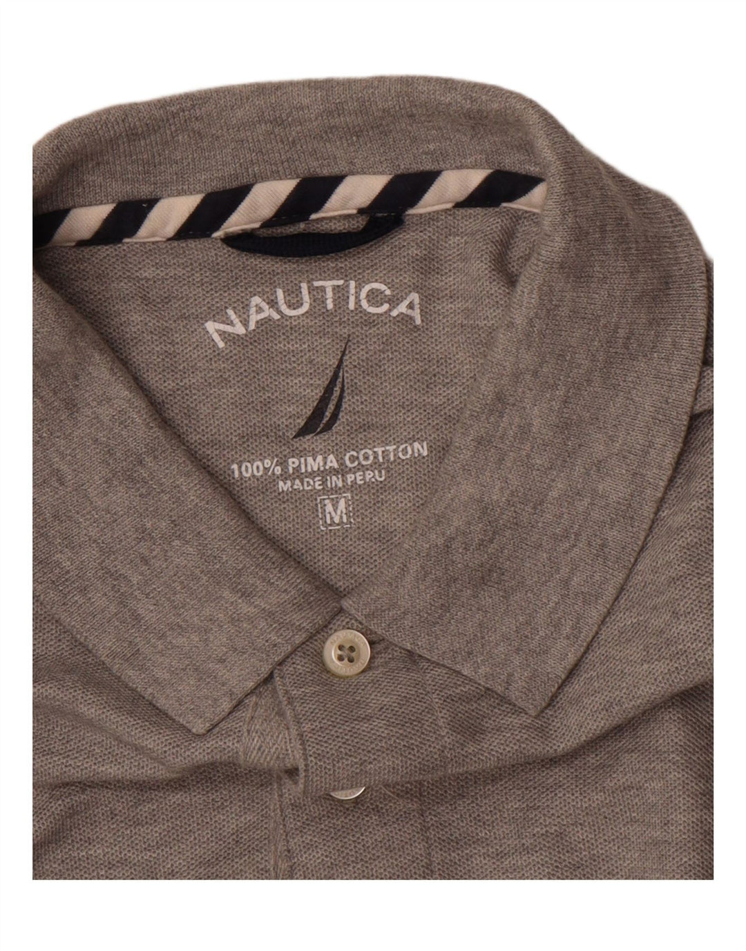 NAUTICA Mens Polo Shirt Medium Grey Cotton