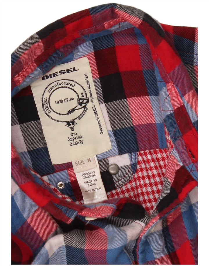 Camicia Diesel da uomo in flanella di cotone a quadri rossi medi