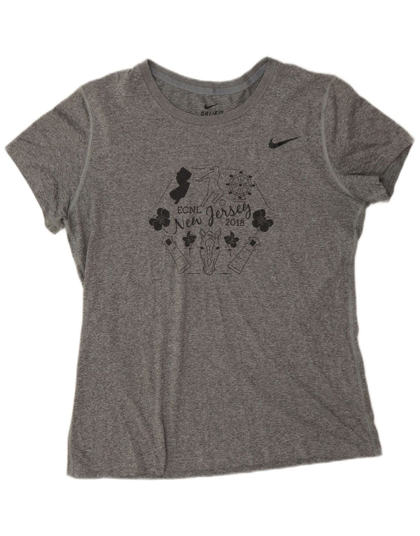 T-shirt grafica da donna Nike New Jersey Top UK 16 grande grigio chiazzato