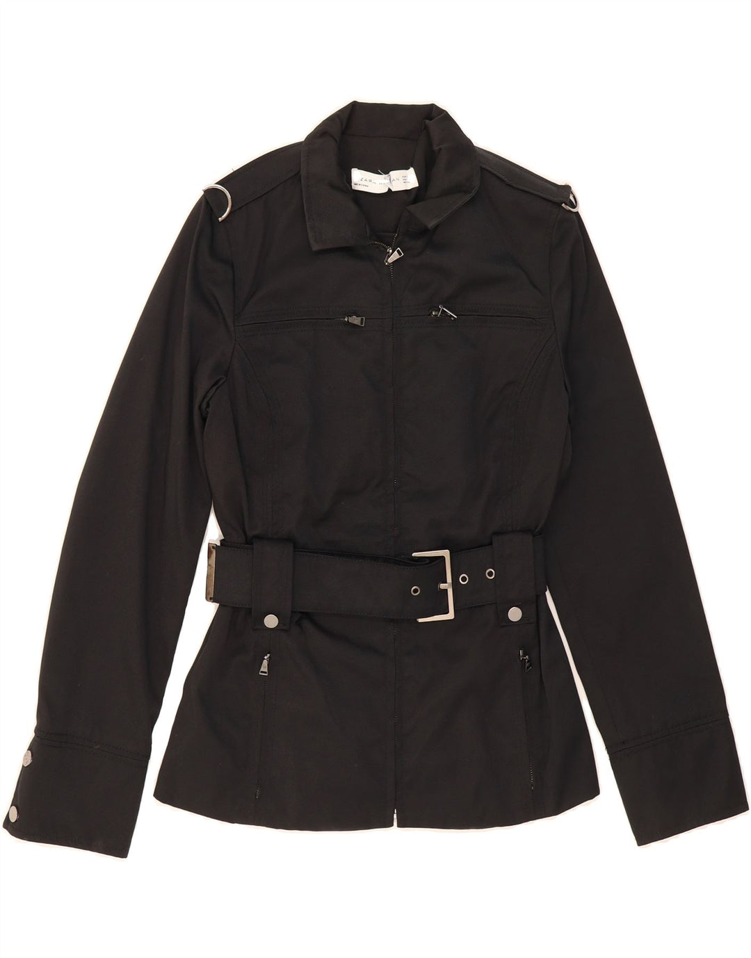 ZARA Womens Utility Jacket UK 10 Small Black Nylon Vintage Zara and Second-Hand Zara from Messina Hembry 