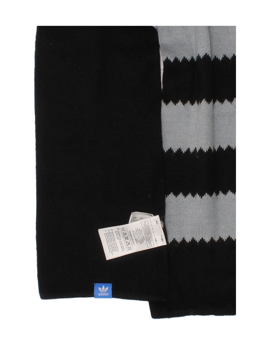 ADIDAS Boys Rectangle Scarf One Size L65 Black Striped Acrylic Classic Vintage Adidas and Second-Hand Adidas from Messina Hembry 