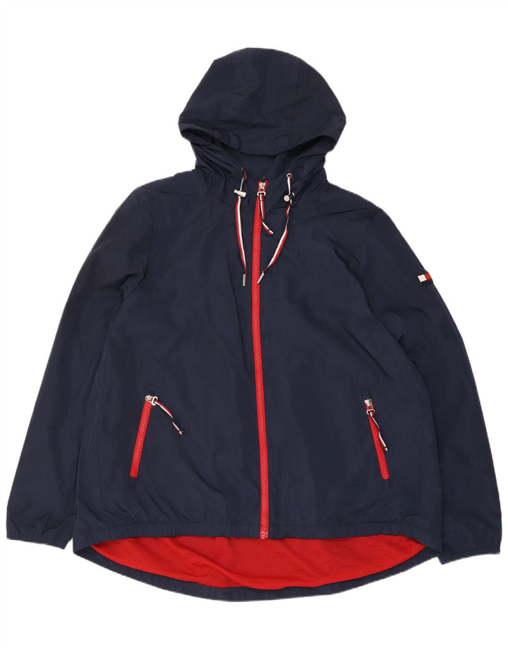 Giacca antipioggia con cappuccio da donna Tommy Hilfiger UK 16 grande poliestere blu navy