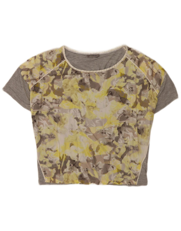 Maglietta grafica da donna Calvin Klein Jeans Top UK 14 Grigio medio floreale