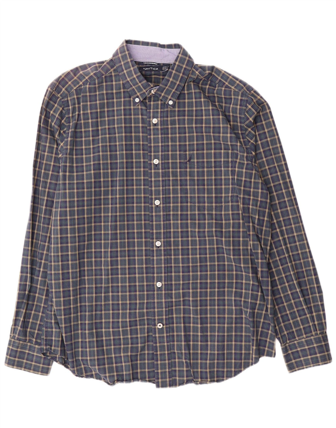 Camicia da uomo Nautica Large in cotone a quadri blu navy