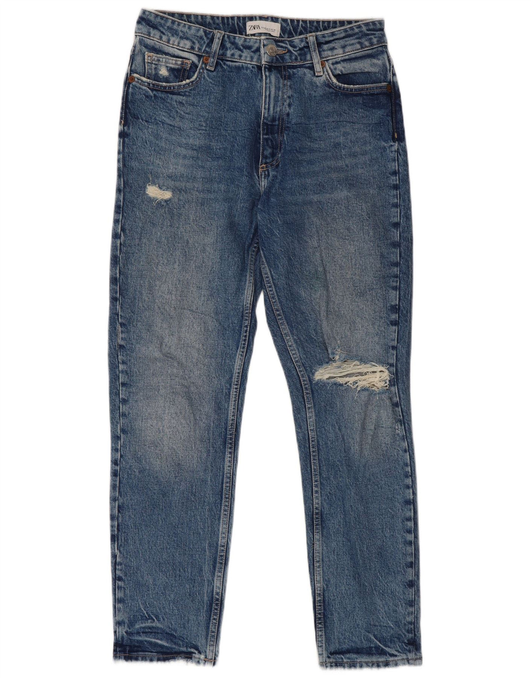 Jeans slim invecchiati Zara da donna EU 40 medi W30 L27 blu