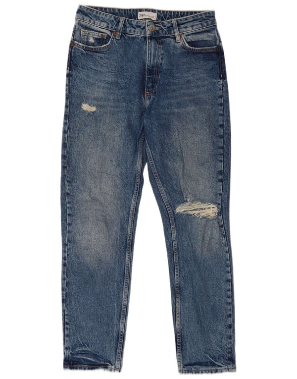 Jeans slim invecchiati Zara da donna EU 40 medi W30 L27 blu