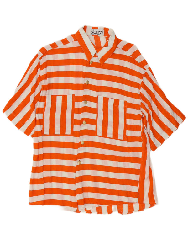 Camicia a maniche corte da donna Sfarzo UK 14 a righe grandi arancioni