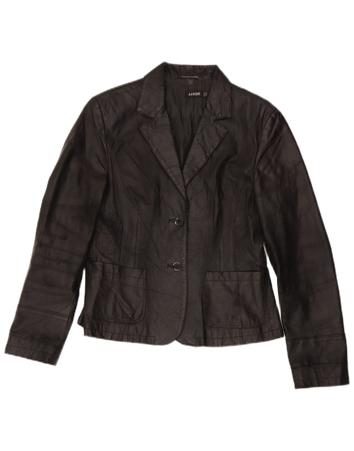 Giacca blazer in pelle da donna a 2 bottoni J.J.Scott IT 46 Large Nera