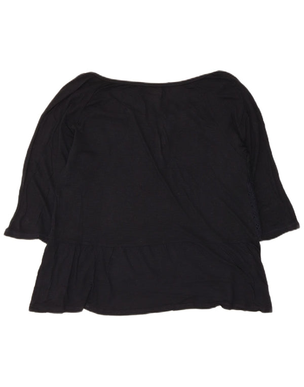 Camicetta Hollister da donna corta con maniche a 3/4 UK 14 Large Blu Navy