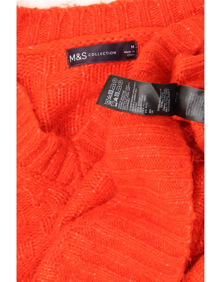 Maglione oversize con scollo a V da donna Marks & Spencer UK 14 rosso medio