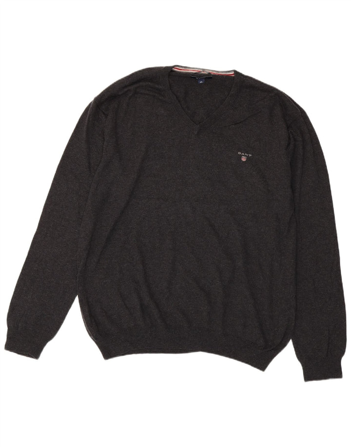 Maglione maglione da uomo con scollo a V Gant 2XL cotone grigio