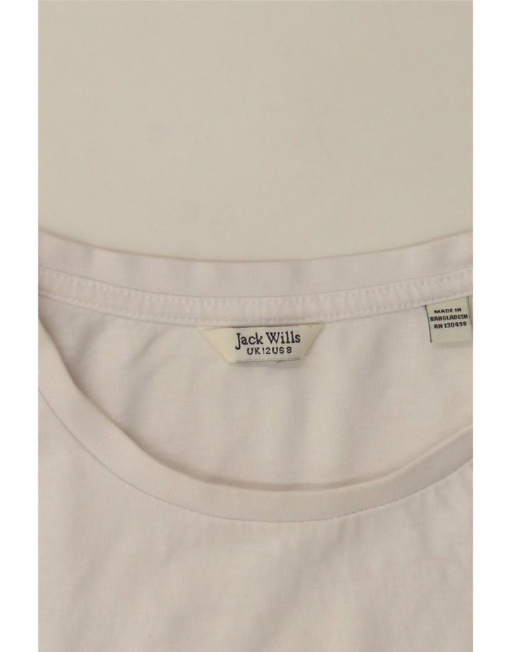 JACK WILLS Womens T-Shirt Top UK 12 Medium  White Cotton Vintage Jack Wills and Second-Hand Jack Wills from Messina Hembry 