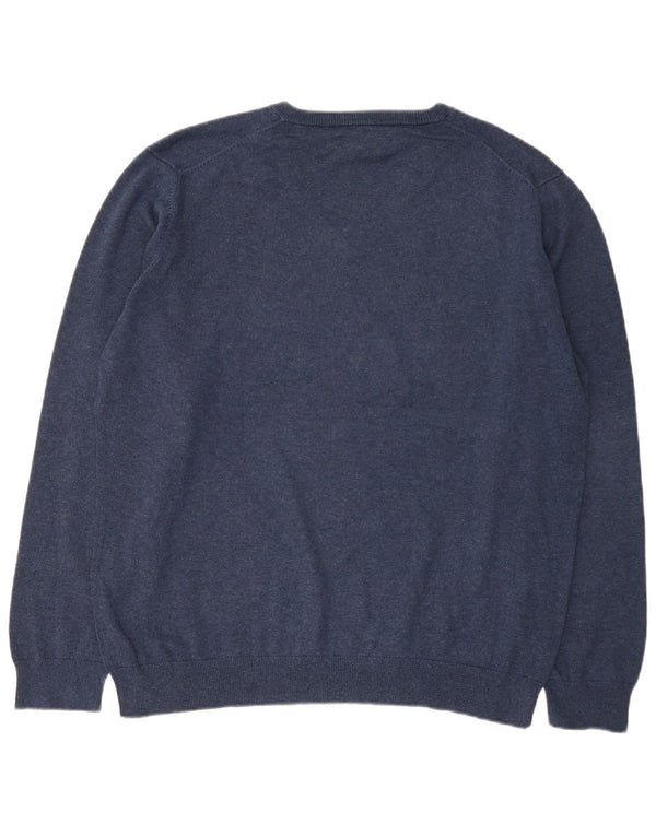 Gant Maglione da uomo con scollo a V XL in cotone blu navy