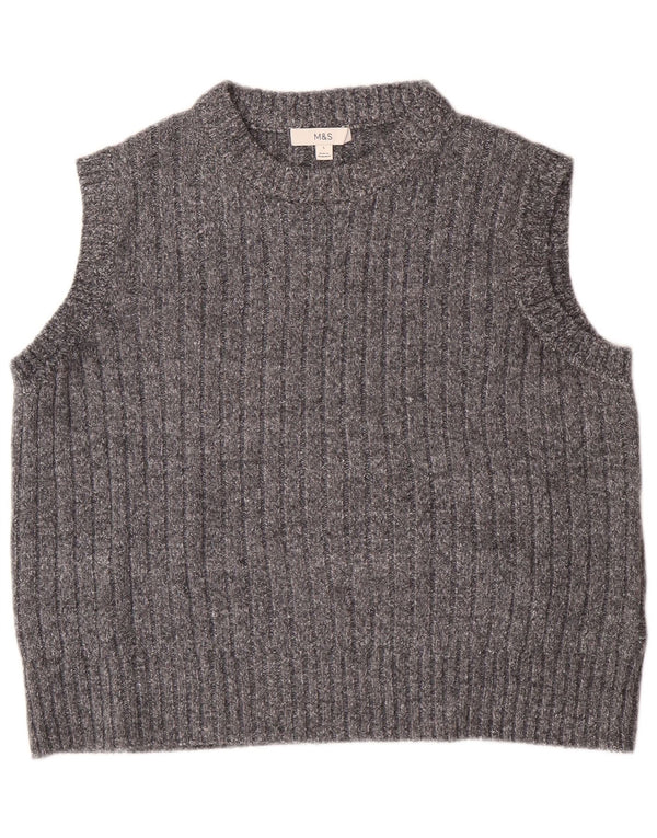 Canotta corta da donna MARKS & SPENCER UK 16 grande poliestere grigio