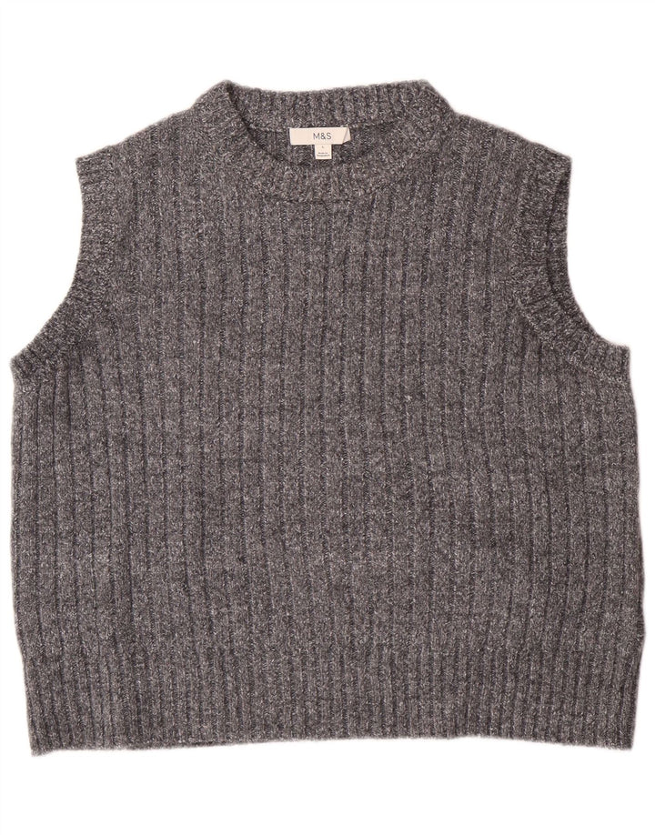 Canotta corta da donna MARKS & SPENCER UK 16 grande poliestere grigio