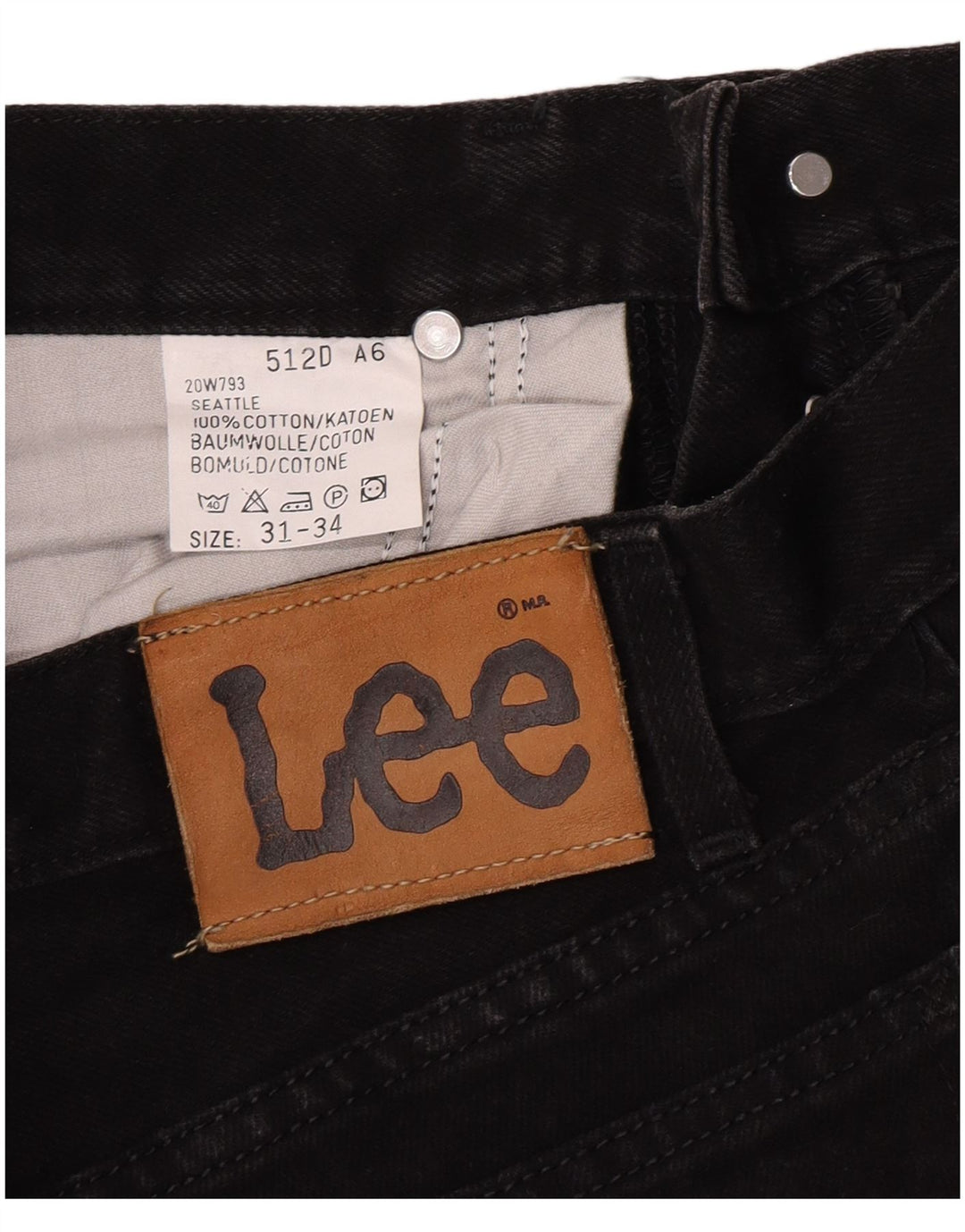 Jeans dritti da uomo Lee Seattle W31 L34 cotone nero