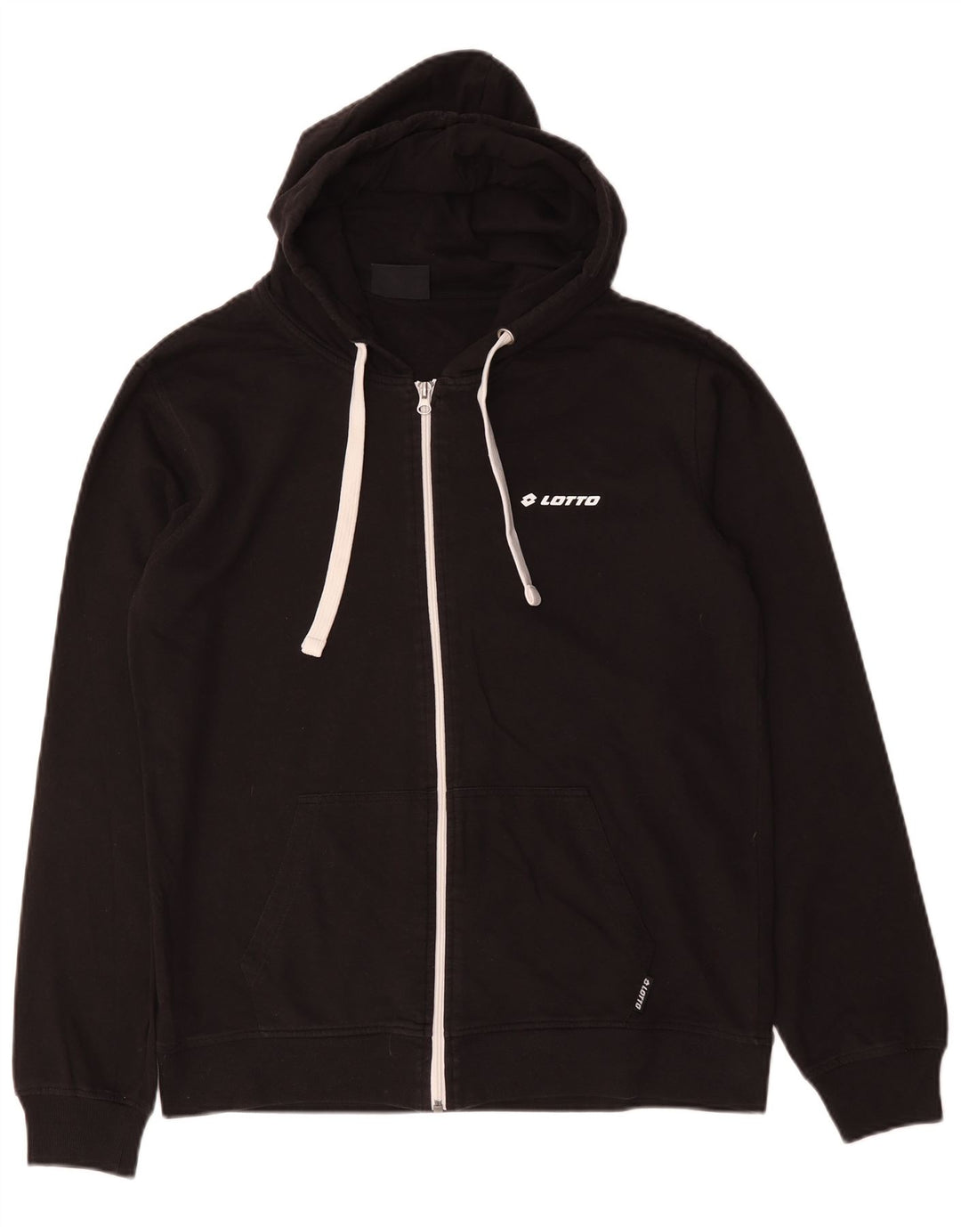 Maglione con cappuccio e zip da uomo Lotto in cotone nero medio