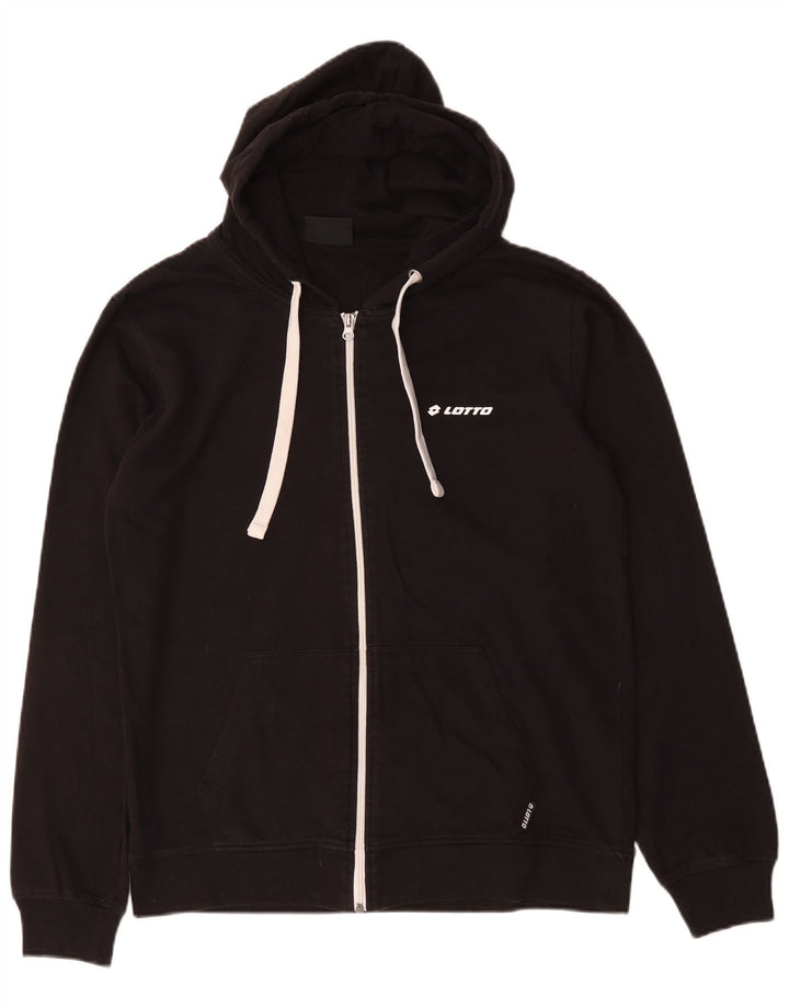 Maglione con cappuccio e zip da uomo Lotto in cotone nero medio