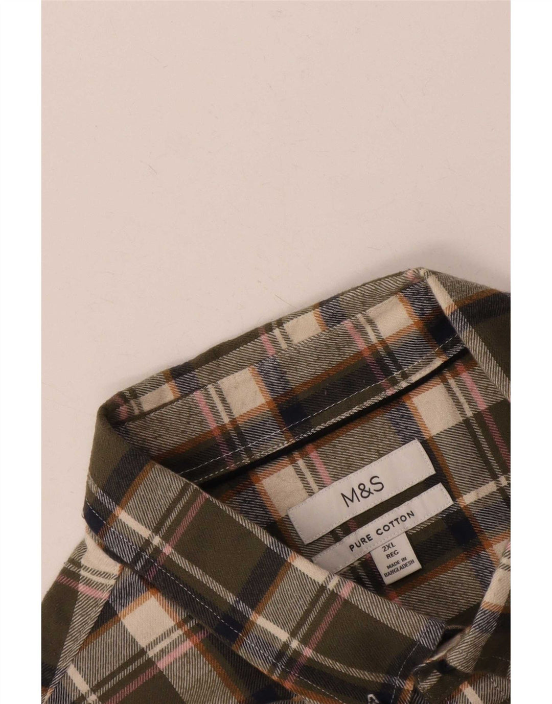Camicia in flanella da uomo Marks & Spencer 2XL cotone a quadri verde