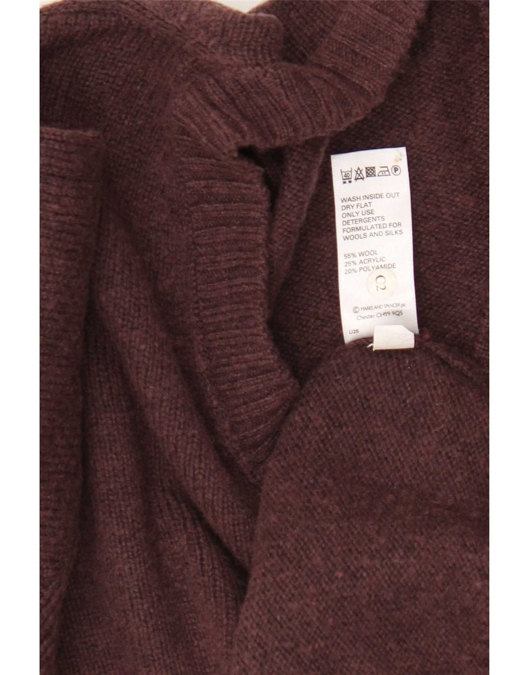 Maglione da uomo Marks & Spencer con scollo a V XL in lana bordeaux