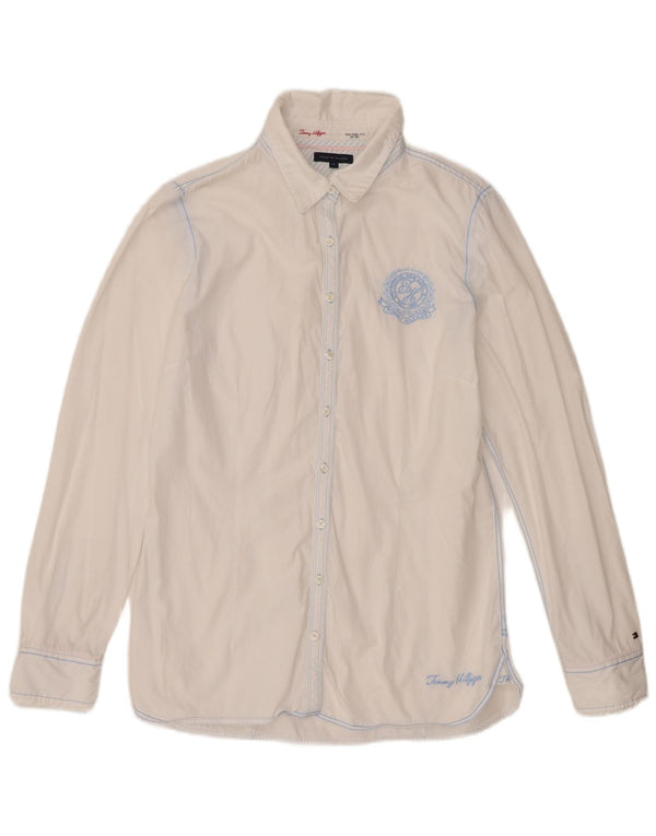 Camicia da donna Tommy Hilfiger US 12 Large in cotone bianco