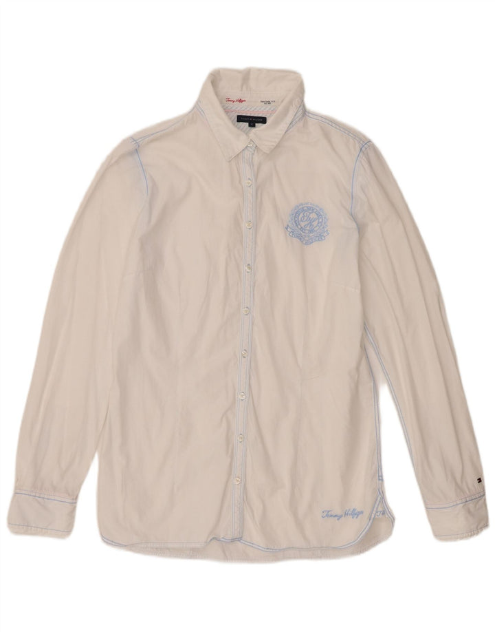 Camicia da donna Tommy Hilfiger US 12 Large in cotone bianco