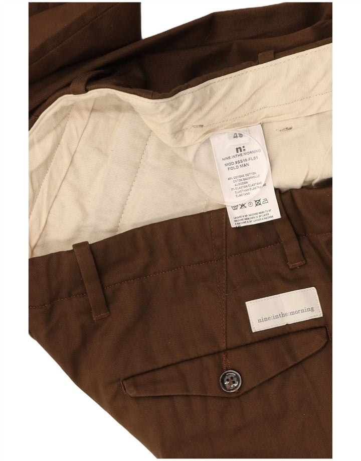 NINE AL MATTINO Pantaloni chino da uomo con pegging IT 48 Medio W32 L28 Marrone