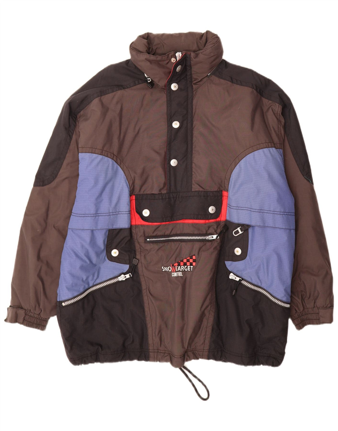 Giacca da sci pullover con cappuccio Rodeo da uomo C&A UK 44 2XL Nylon color block marrone