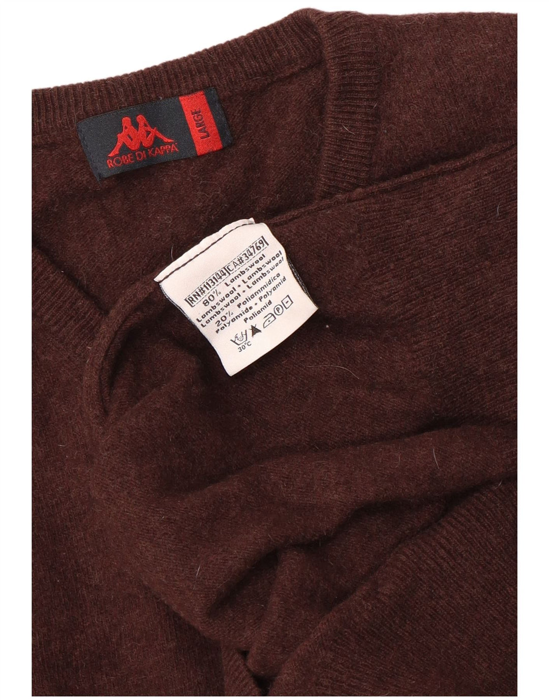 Maglione Kappa da donna con scollo a V UK 16 grande lana marrone